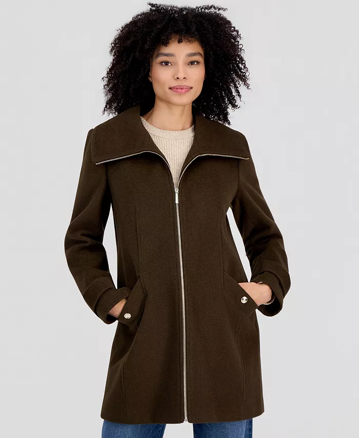 Women's Collared Zip-Front Coat - thumbnail 5