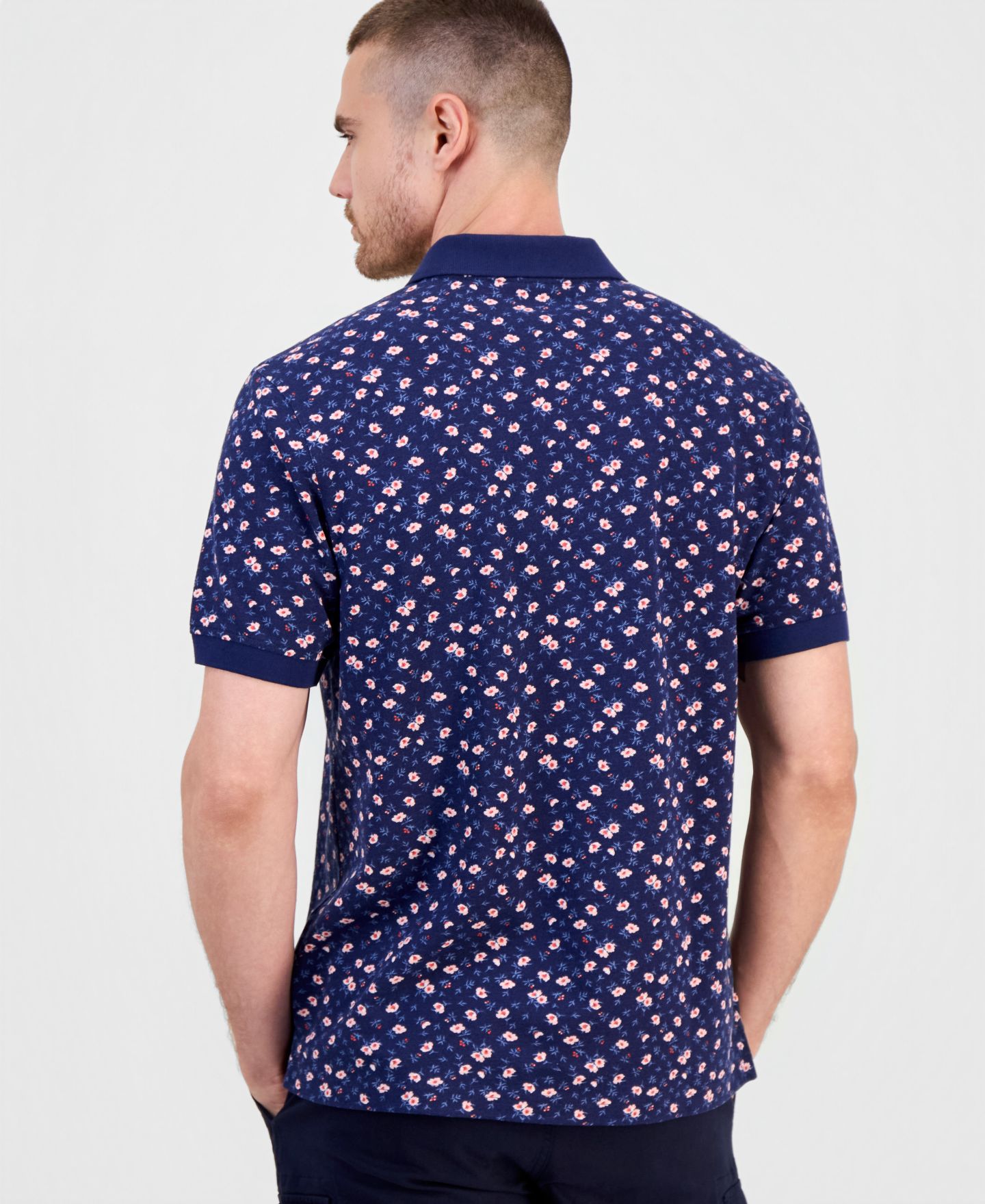 Мужское поло Club Room Printed Pique Polo Shirt, цвет: С принтом розовый — фото 6