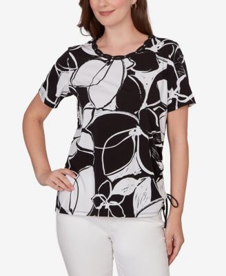 Petite  Abstract Floral Embellished Side-Tie Top