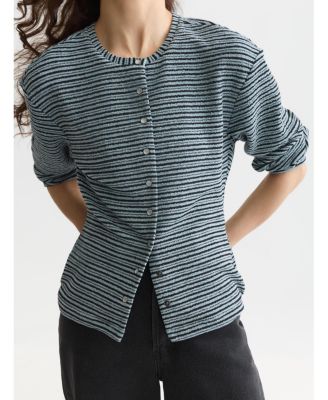 Women's Scotch and Soda Sweatshirts Stripe Button Down Sweatshirt