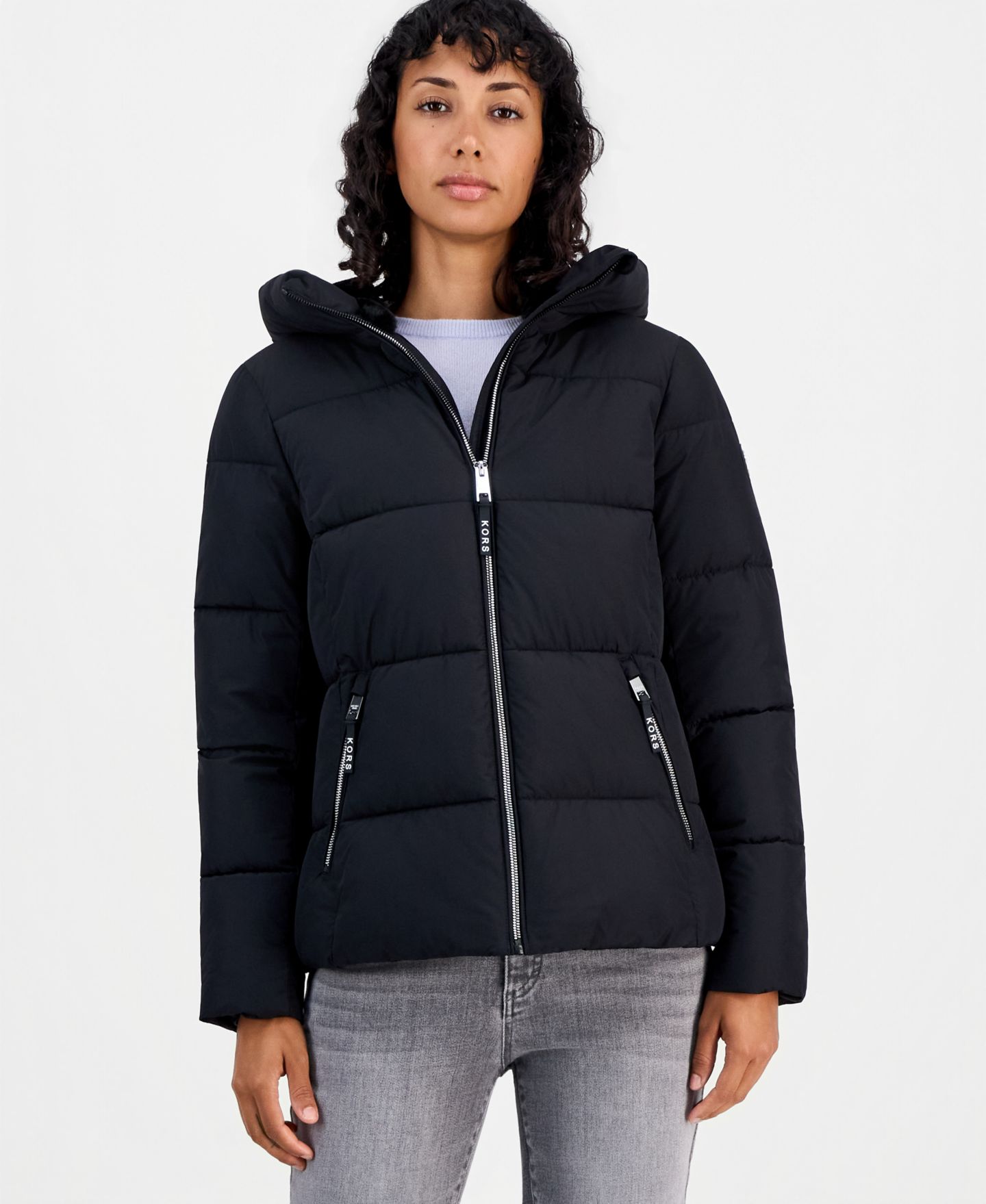 Женская куртка Michael Kors Faux-Fur-Trim Hooded Puffer, цвет: Чёрный — фото 3
