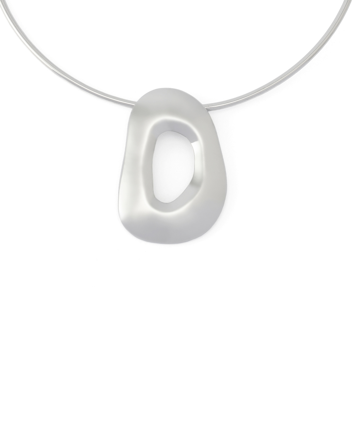Robert Lee Morris Soho Rhodium Sculpted Link Pendant Wire Collar Necklace