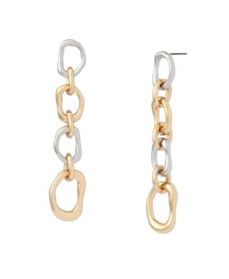 Robert Lee Morris Soho Two-Tone Sculpted Link Linear Earrings - Crystal