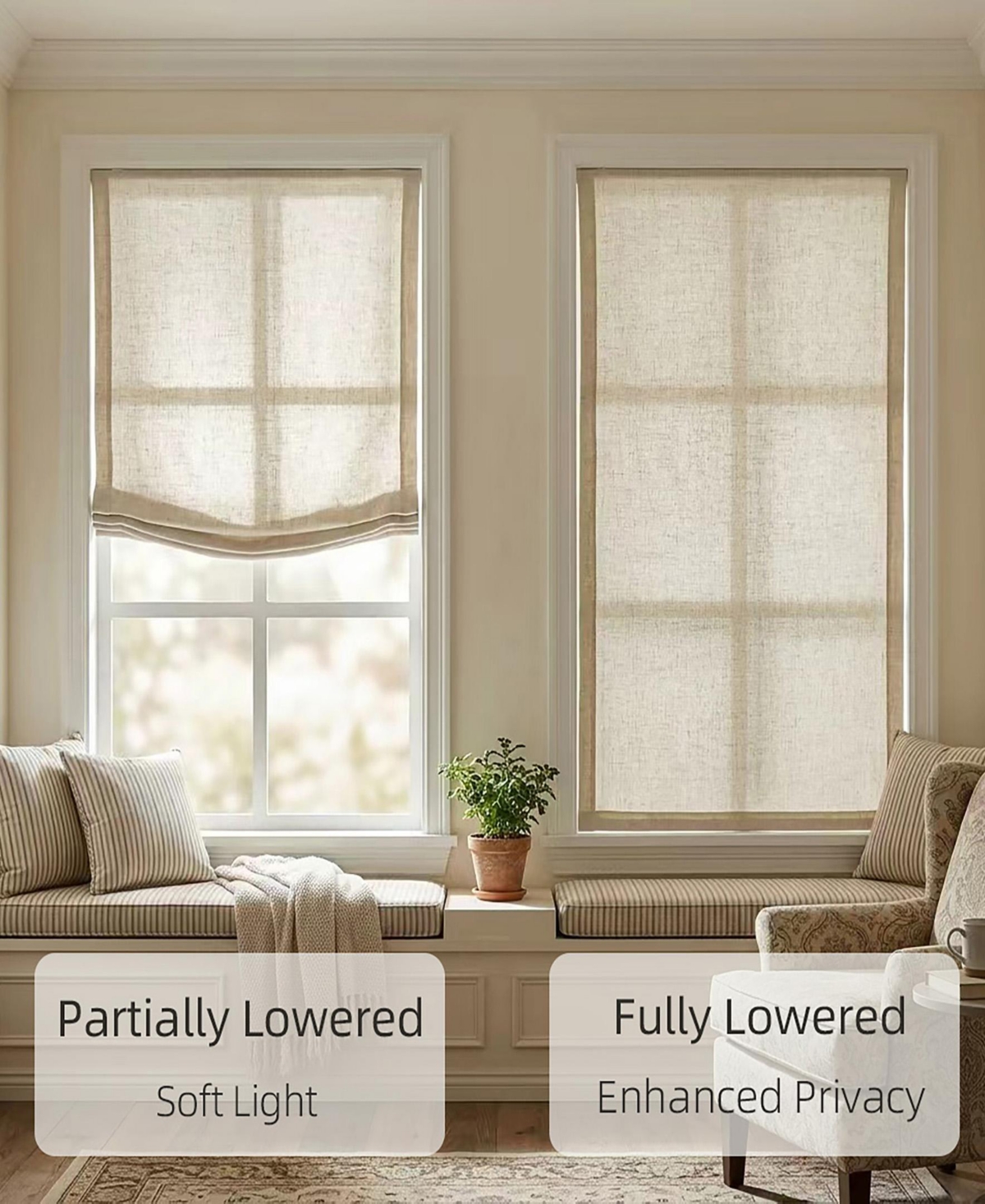 Shadisfy Soft Linen Blend Cordless Relaxed Roman Shade