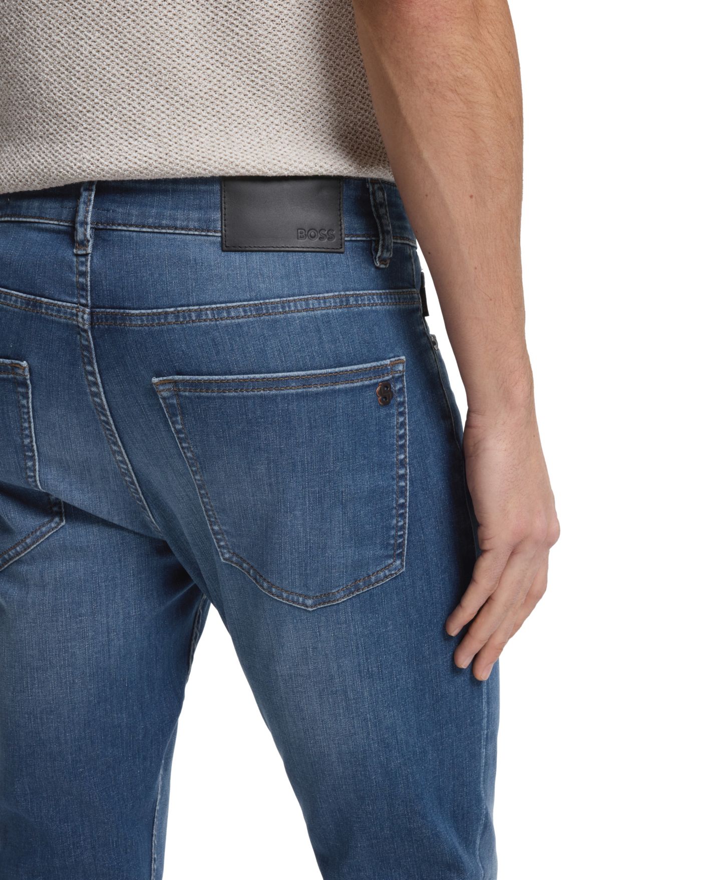 Мужские джинсы Hugo Boss Delaware Soft-Motion Denim Slim-Fit, цвет: Синий — фото 4