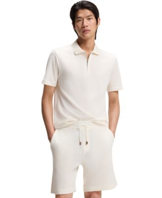 Men's Cotton Silk Zip-Neck Polo Shirt