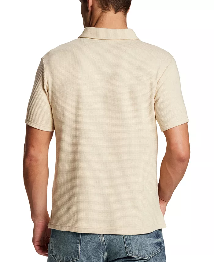 Men's Solid Waffle Coat Front Short-Sleeve Shirt - thumbnail 8
