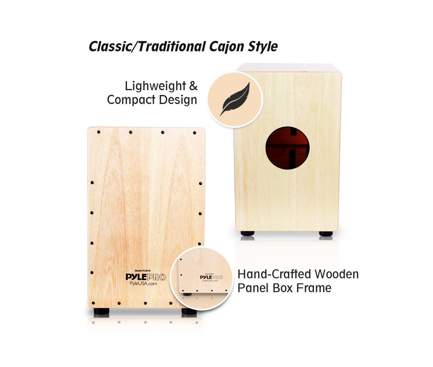Детская игрушка Pyle Stringed Jam Hand-Crafted Cajon Percussion Box, Ages 8+, цвет: Коричневый — фото 2