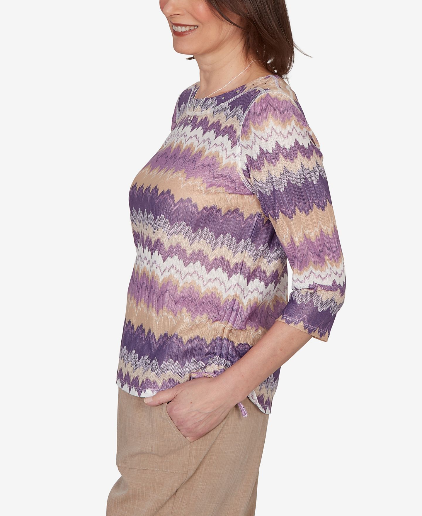 Женский топ Alfred Dunner Grand Bazaar Rippled Stripes Knit, цвет: Amthyst — фото 4
