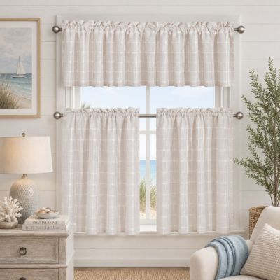 3 Piece Claire Embroidered Cafe Rod Pocket Kitchen Curtain Tier And Valance Set