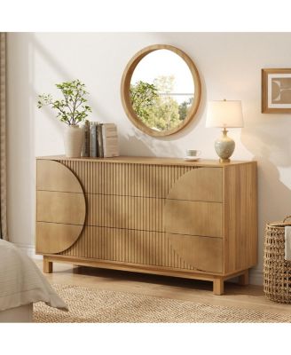 6-Drawer Fluted Wood Dresser and Storage Chest, 60" Wide