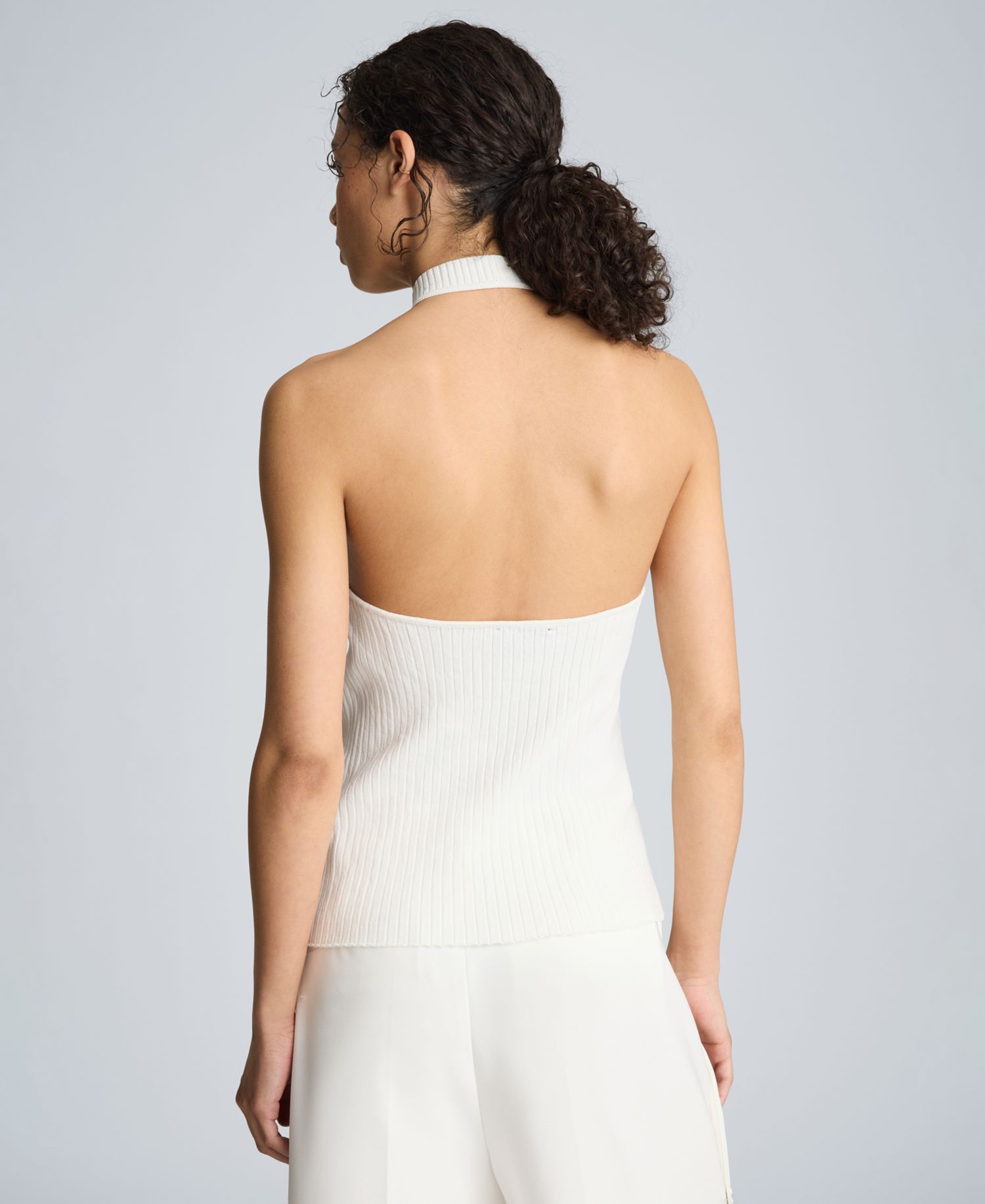 Women's Halter Neck Grommet Sweater Tank Top