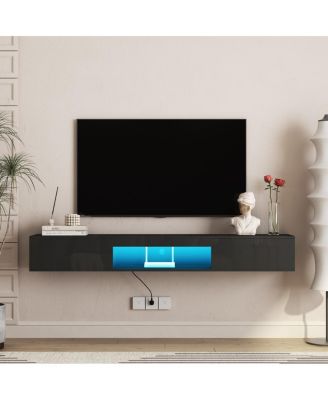69" Modern Floating TV Stand with 16-Color LED Lights for 65" TVs