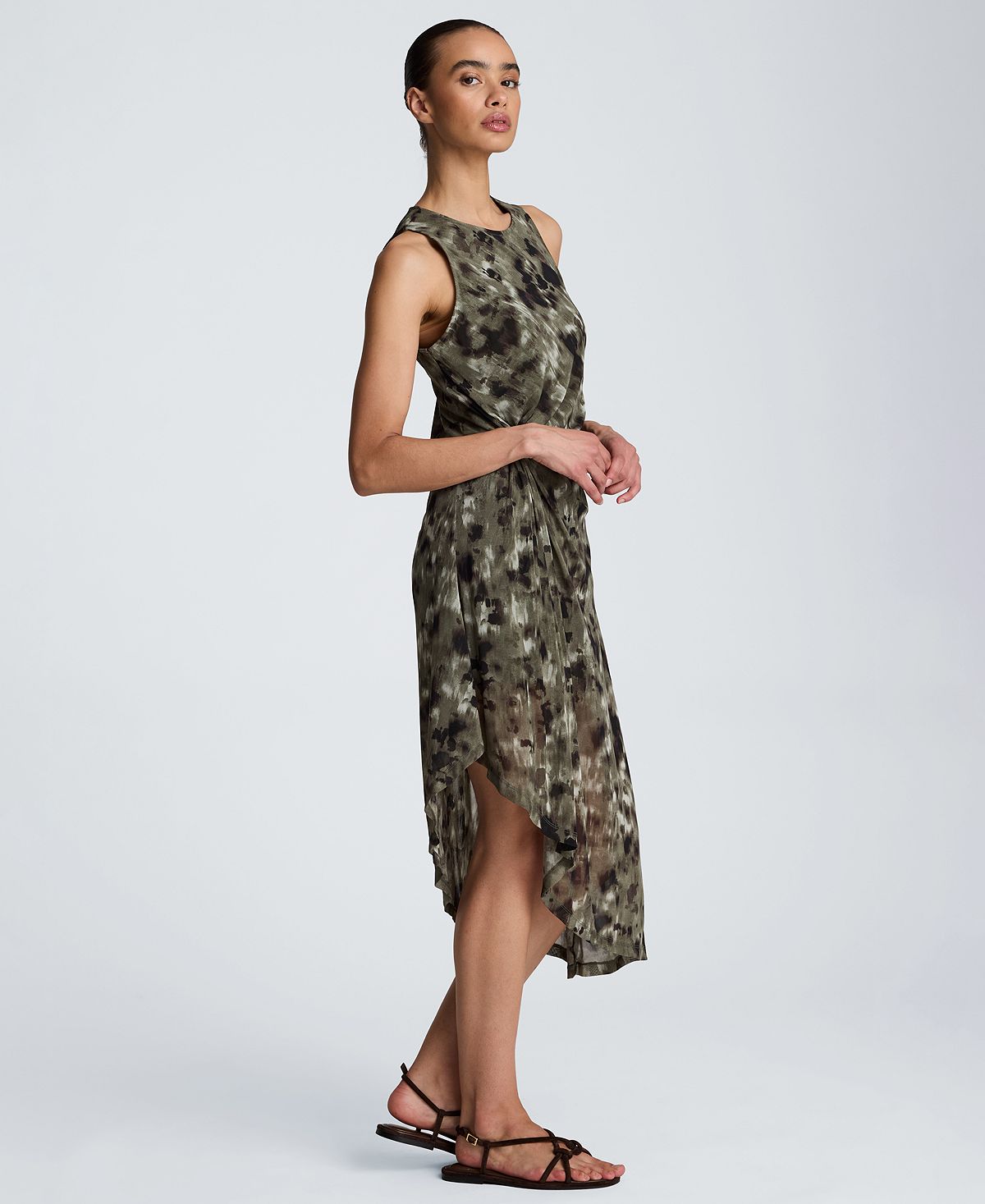Kenneth Cole Women's Sheer Mesh Overlay Asymmetric Hem Midi Dress view 6 — MAYCSS fashion products