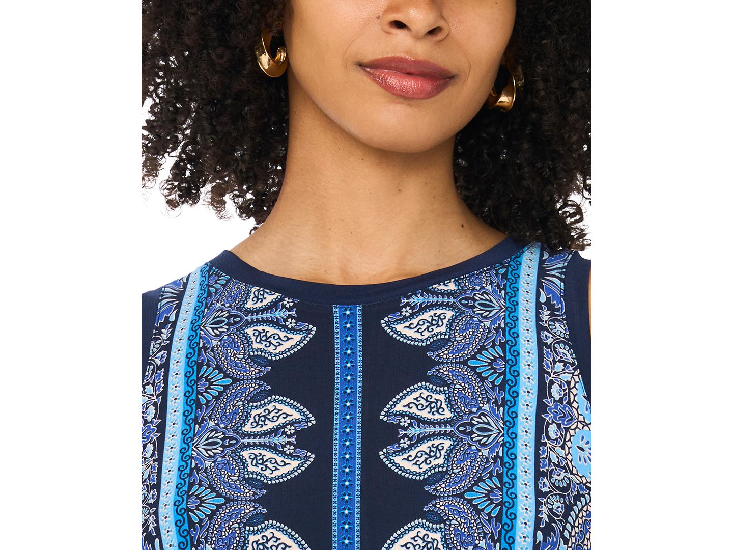 Женский топ Vince Camuto Printed Sleeveless Tank Top, цвет: Тёмно-синий — фото 3