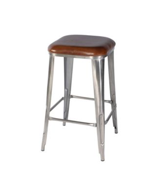 Eastham 30.75 in Seat Height Leather and Iron Bar Stool