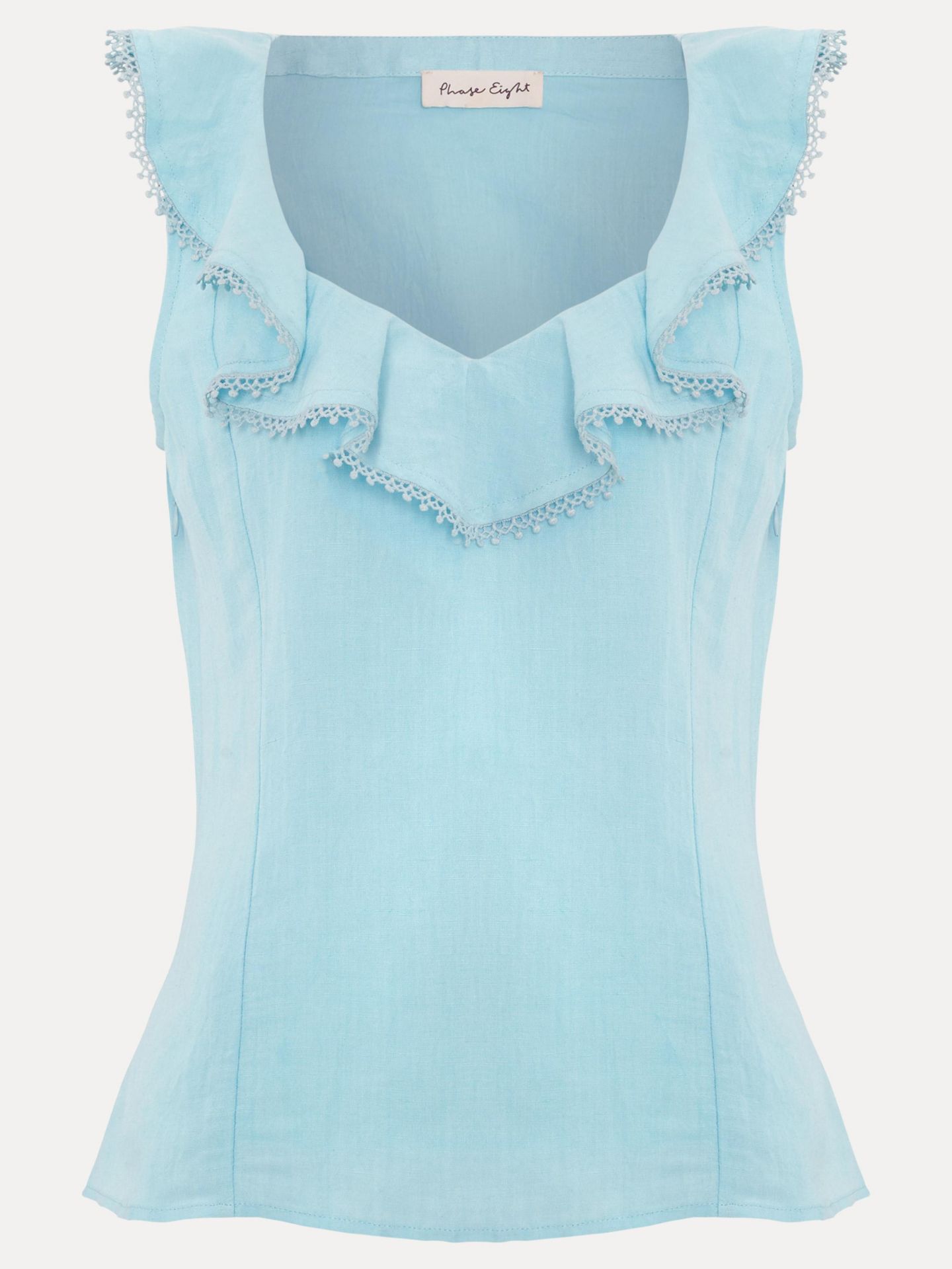 Женская блузка Phase Eight Rhona Sleeveless Linen Blend, цвет: Бледный синий — фото 6