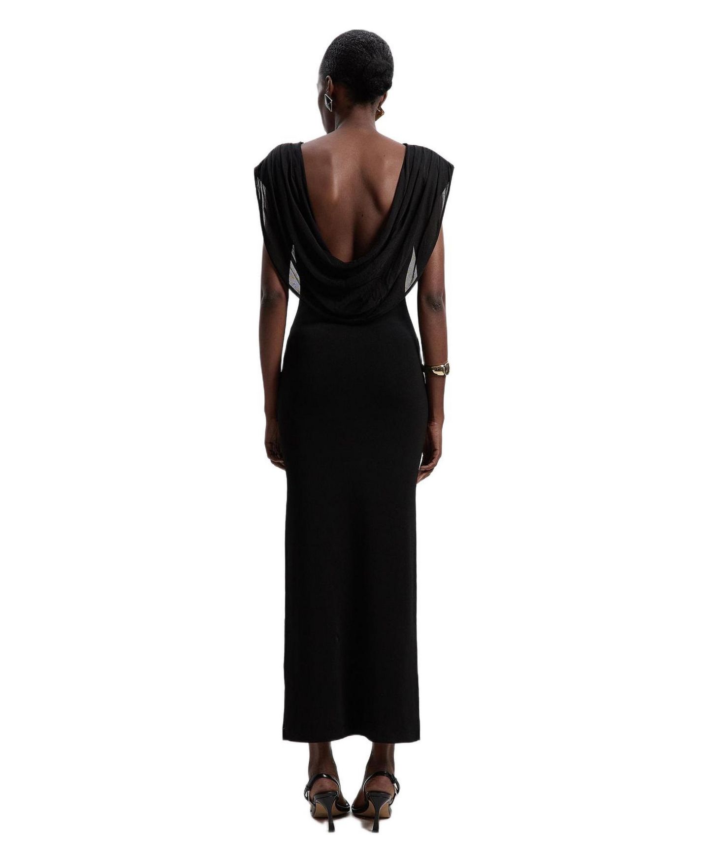 Женское платье Karen Millen Plunge Back Sleeveless Maxi, цвет: Чёрный — фото 3