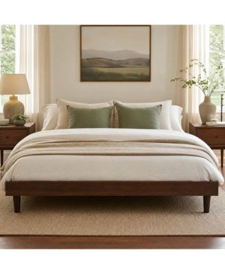 All Size Platform Bed Frame with Wooden Slats, No Box Spring Needed, Sturdy Wood Frame, Easy Assembly