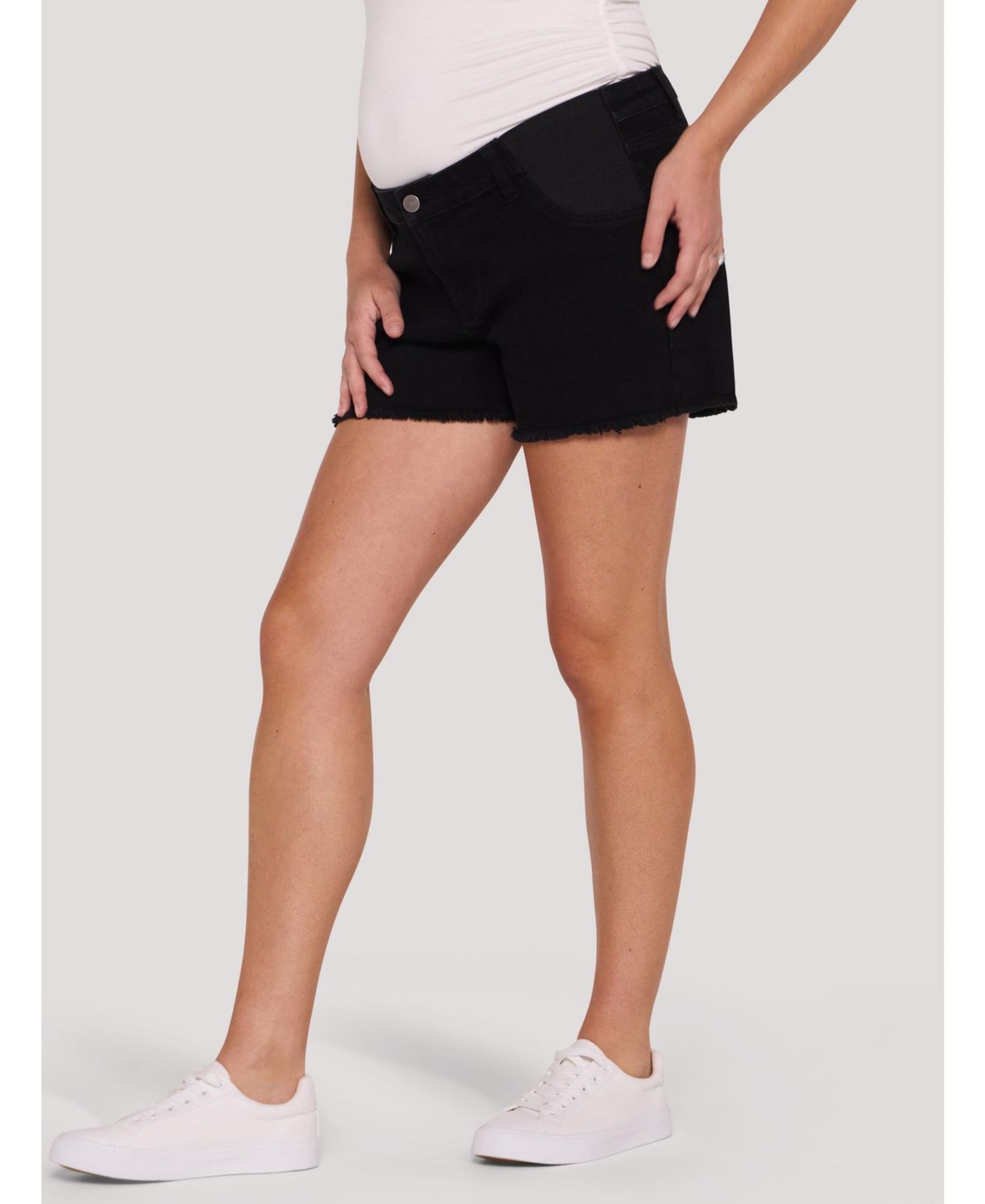 Женские шорты Motherhood Maternity Under the Belly Cut Off Denim Maternity Short, цвет: Чёрный — фото 3