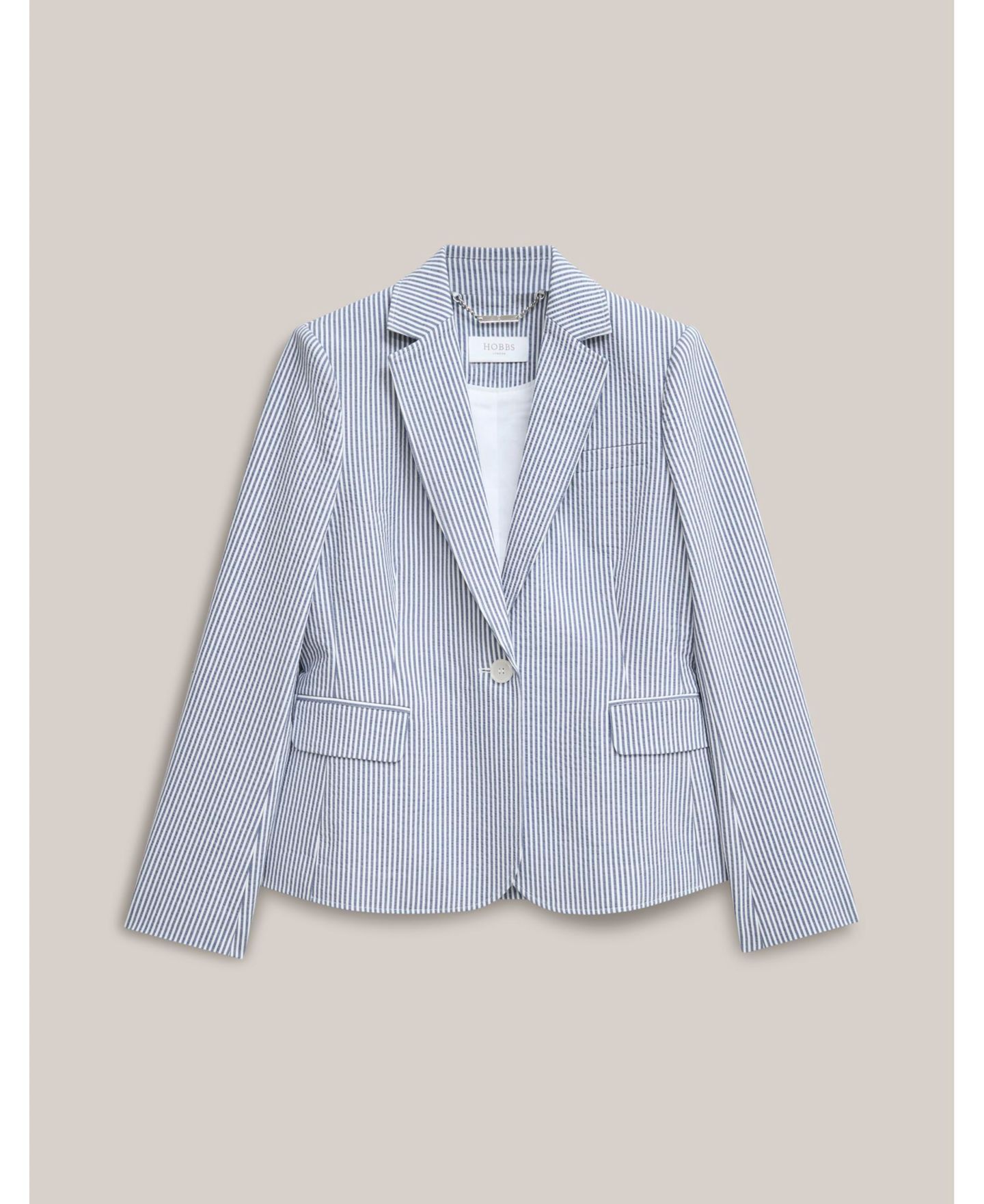 Женский пиджак Hobbs London Blake Structured Single-Button Blazer, цвет: Пастельный синий — фото 6