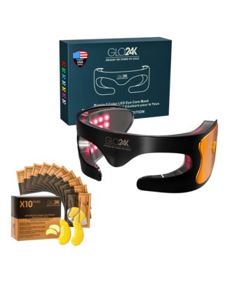 GLO24K Bionic 7 Color Led Eye Care Mask + 24K Gold and Collagen Eye Patches (Pack of 10 Pairs/ 20 Patches)