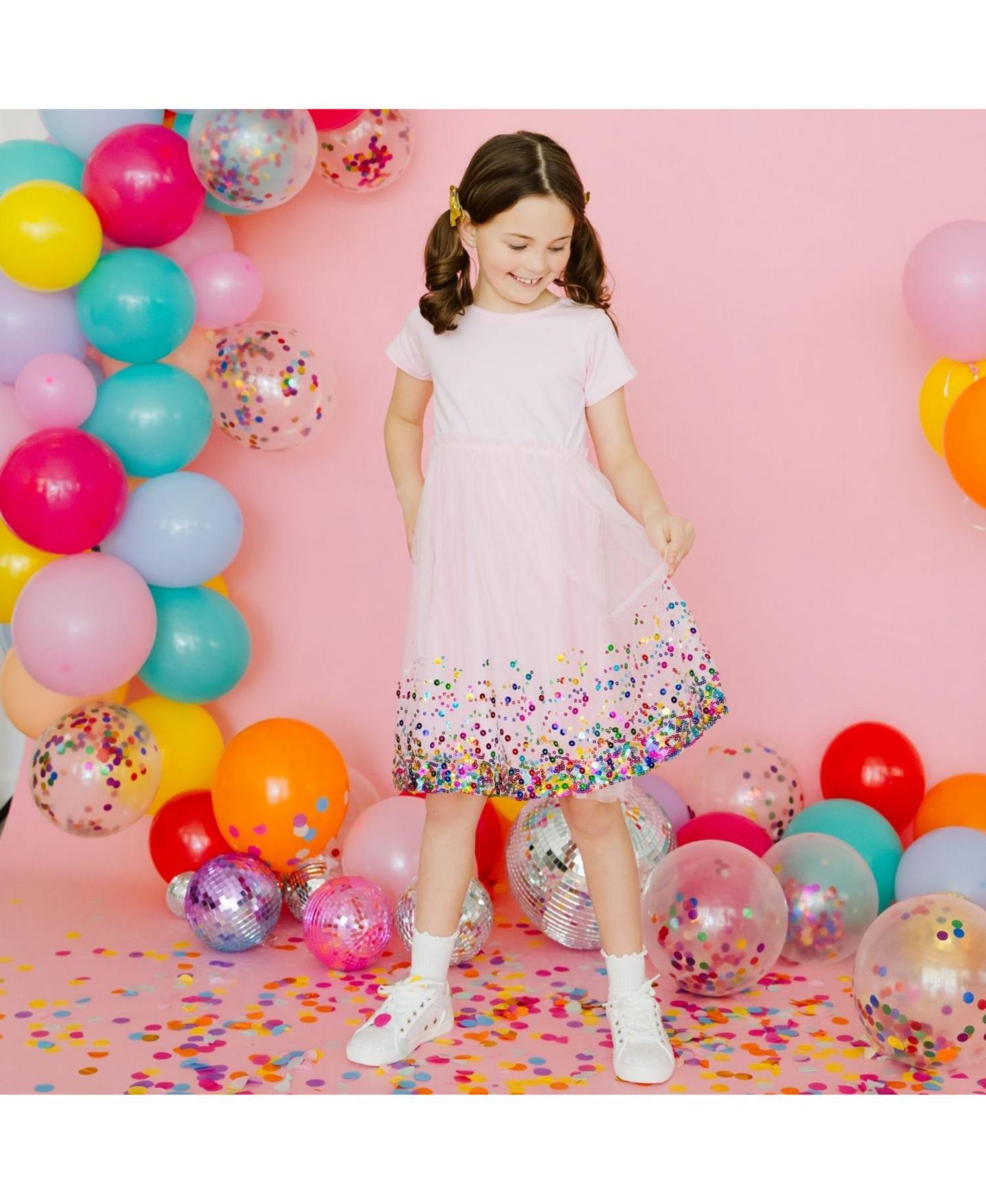 Платье Sweet Wink Pink Confetti Short Sleeve Tutu Dress для девочек-малышей, цвет: Розовый — фото 9