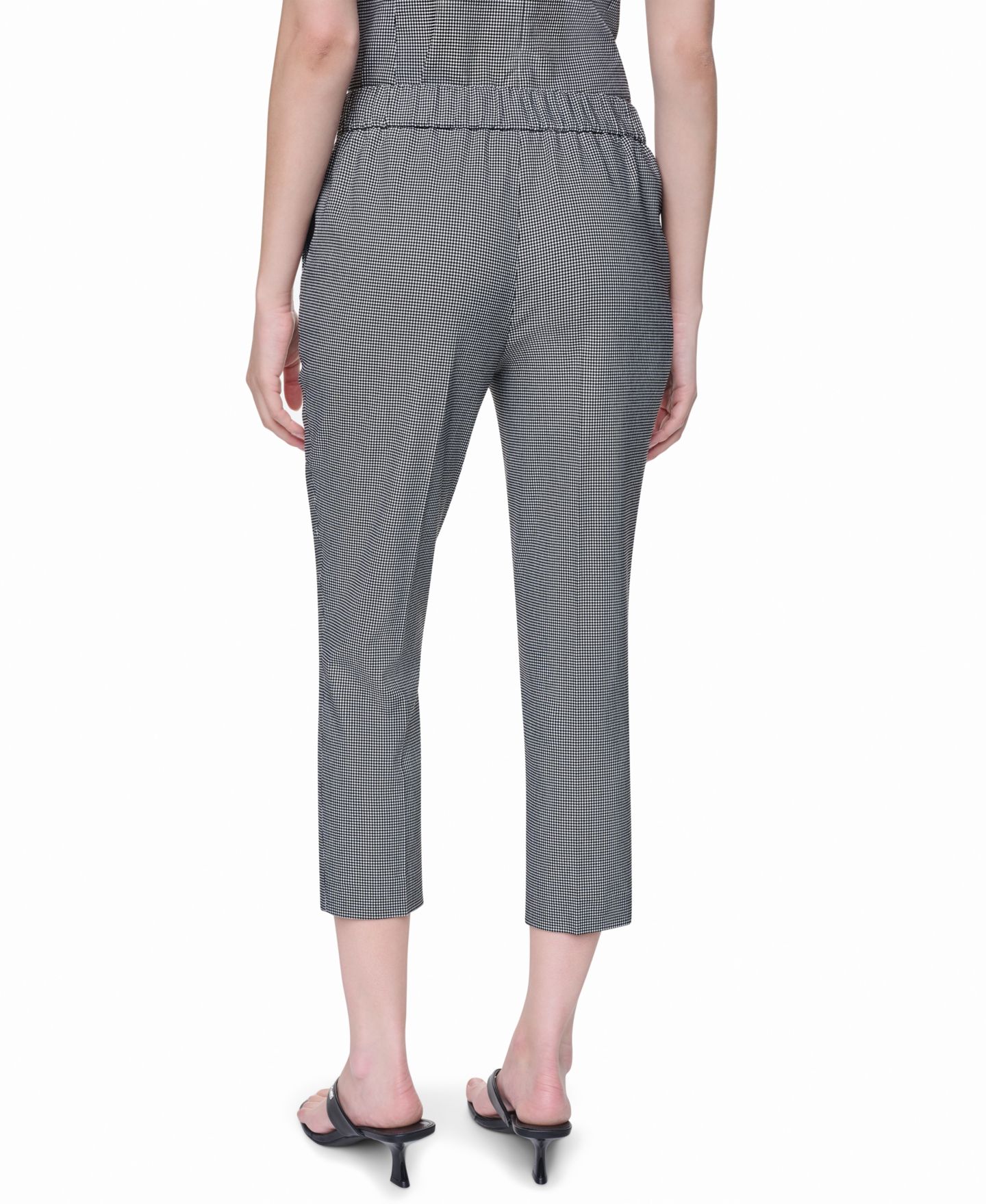 Женские брюки DKNY Petite Houndstooth Millenium Ankle, цвет: Чёрный / Слоновая кость — фото 5
