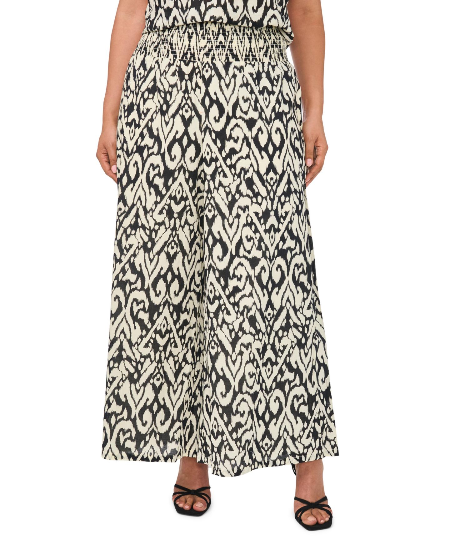 Женские брюки Vince Camuto Plus Size Mid-Rise Cropped Wide-Leg, цвет: Насыщенный чёрный — фото 3