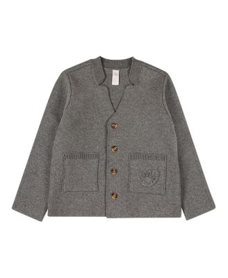 MeMoi Little Girls 100 Cotton Knit 2-Pocket Button-Down Cardigan With Raised Crest - Gray 62$
