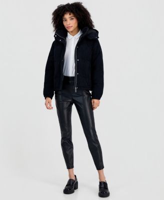 Women's Hooded Corduroy Puffer Coat