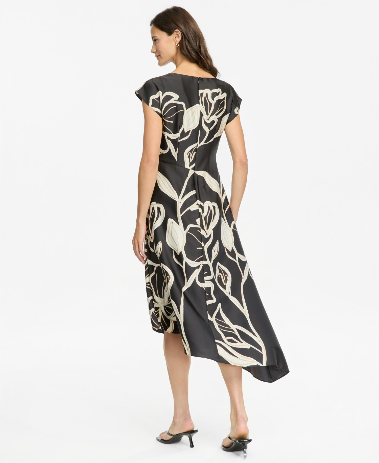 Women's Cap-Sleeve Asymmetric-Hem Dress