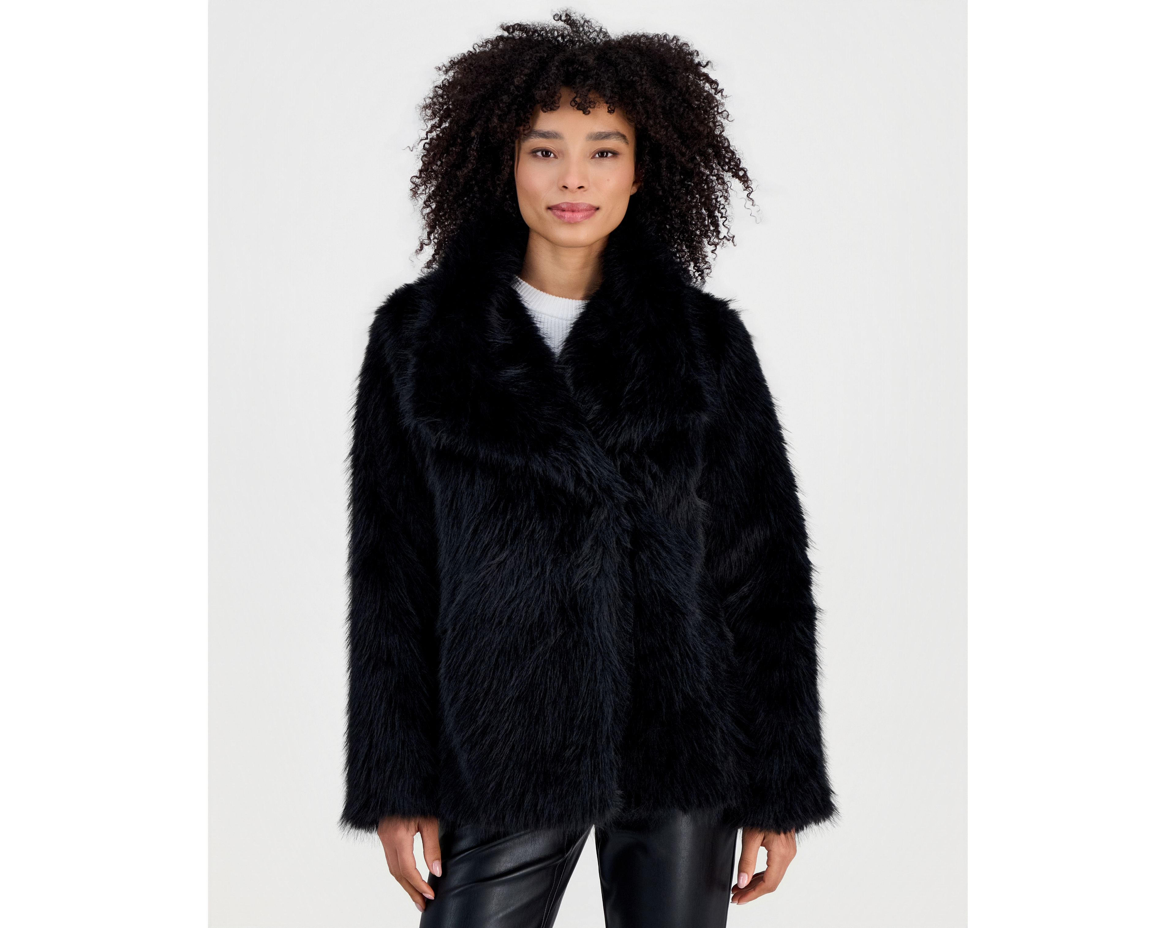 Steve Madden Women's Faux Fur Extended Collar Coat