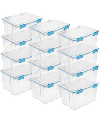 54-Qt Clear Plastic Stackable Storage Bin w/ Gasket Latch Lid, 12 Pack
