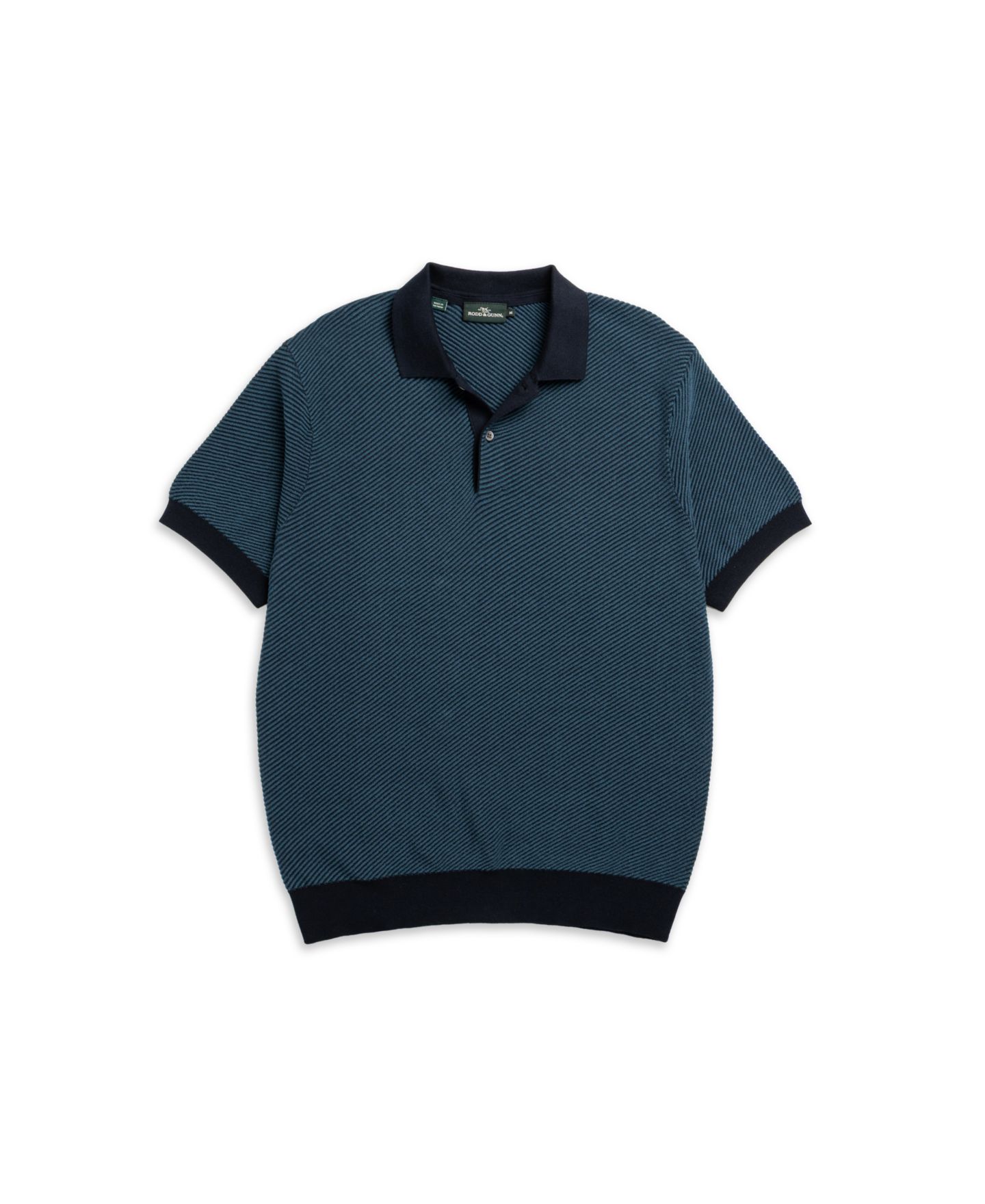 Мужское поло Rodd & Gunn Rodd Gunn Benford Bay Cotton Textured Knit Polo Shirt, цвет: Чернильный — фото 3