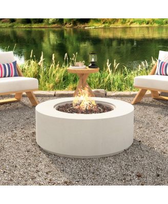  38.2 inch Round Propane Fire Pit Table with Faux Stone Finish, 50,000 BTU