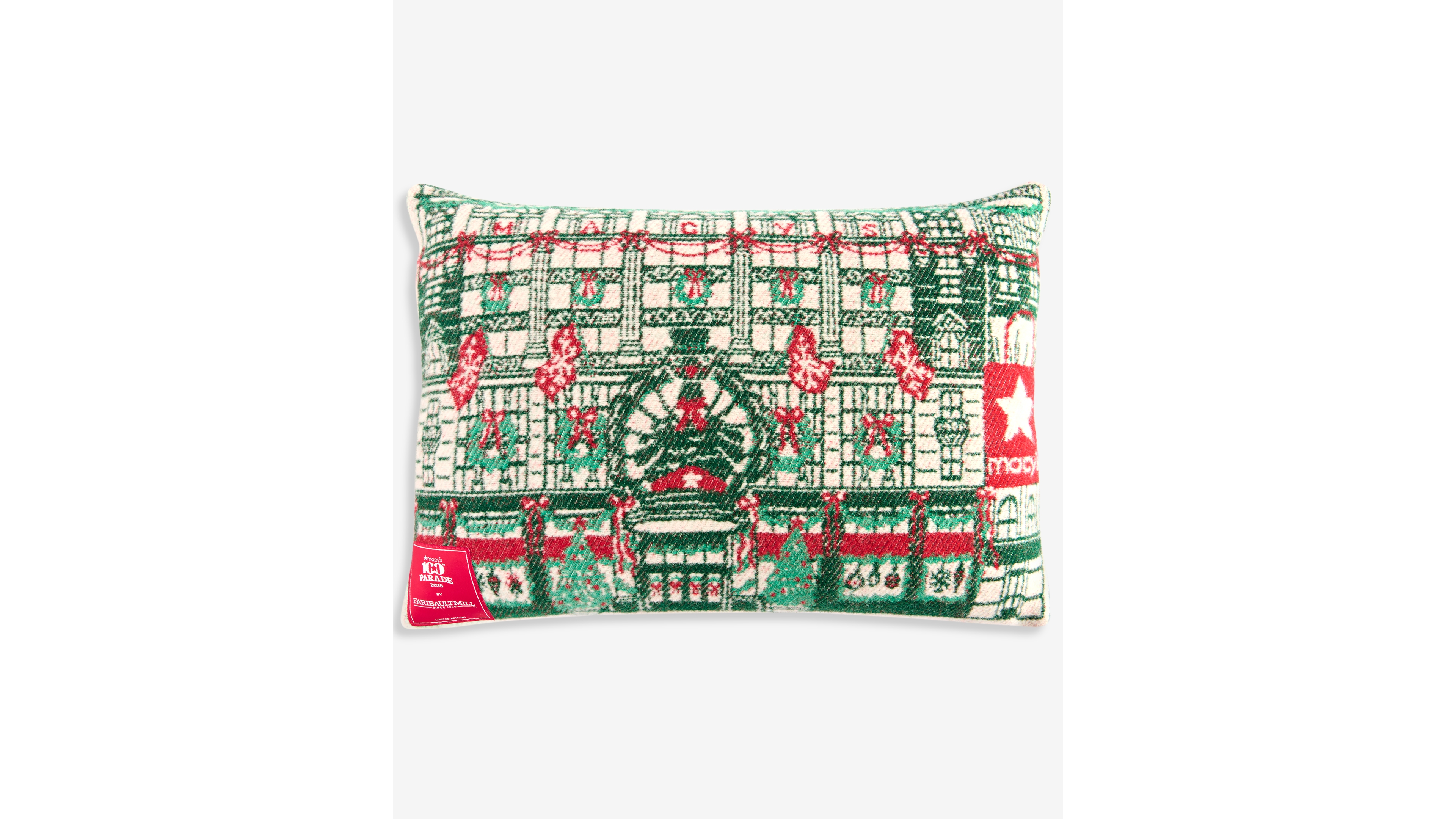 Faribault Mill Macy's 100th Thanksgiving Day Parade Herald Square Building Motif Decorative Throw Pillow Cover, 15" x 20", Macy's Exclusive