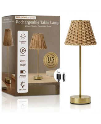 Woven Shade Plain Stem Rechargeable Touch Control LED Dimmable Cordless Table Lamp