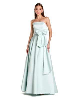 Women's Strapless Satin Ballgown with Statement Bow Detail
