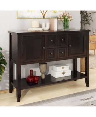 Cambridge Series Vintage Console Table with 4 Drawers and Shelf