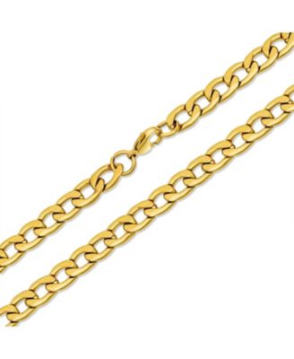 Curb Chain Necklace Heavy Duty Biker Gold Tone Stainless Steel 8MM