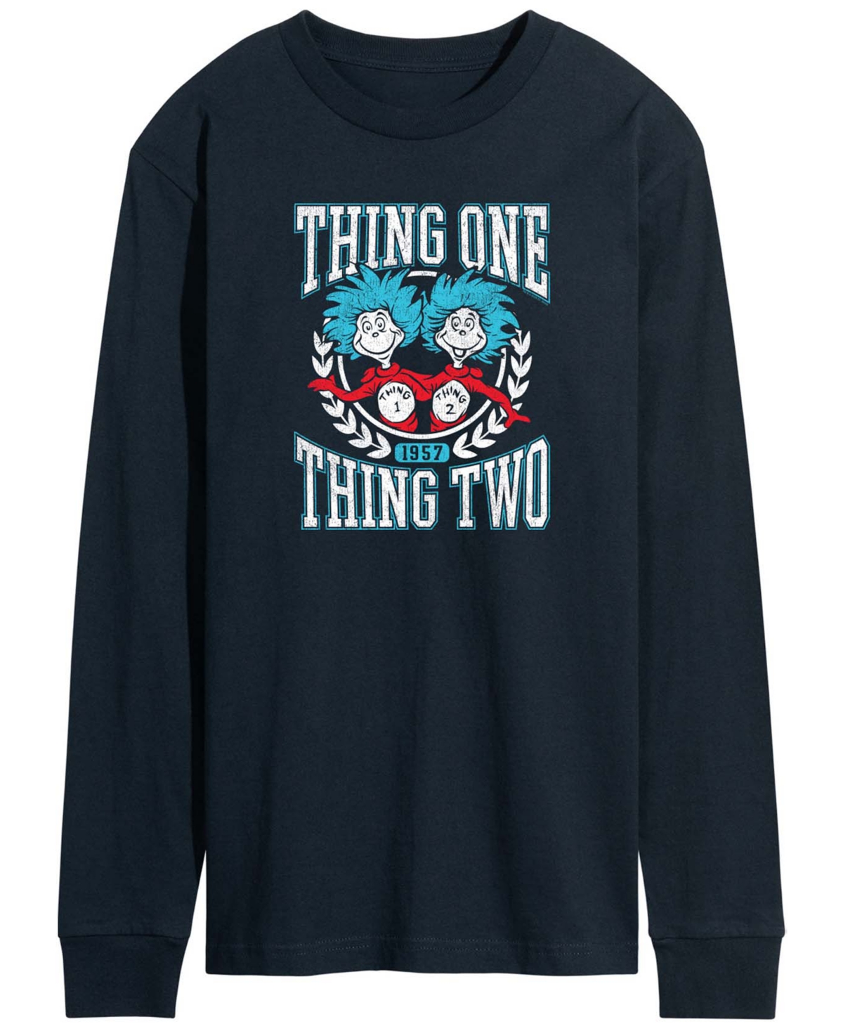 Airwaves Men's Dr. Seuss Things Collegiate Long-Sleeve Graphic T-Shirt - Navy