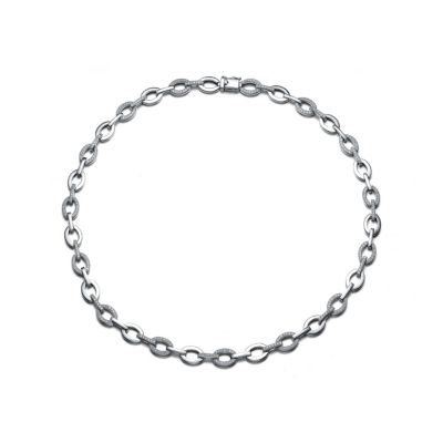 Brilliant Gold Plated Micro CZ Pave Oval Link Necklace