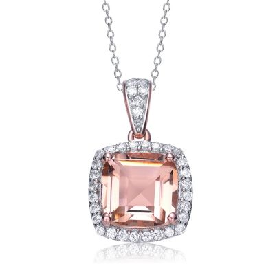 Elegant Gold Plated Cushion-Cut CZ Pendant Necklace