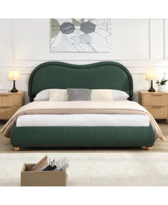 Upholstered Platform Bed with Curved Headboard