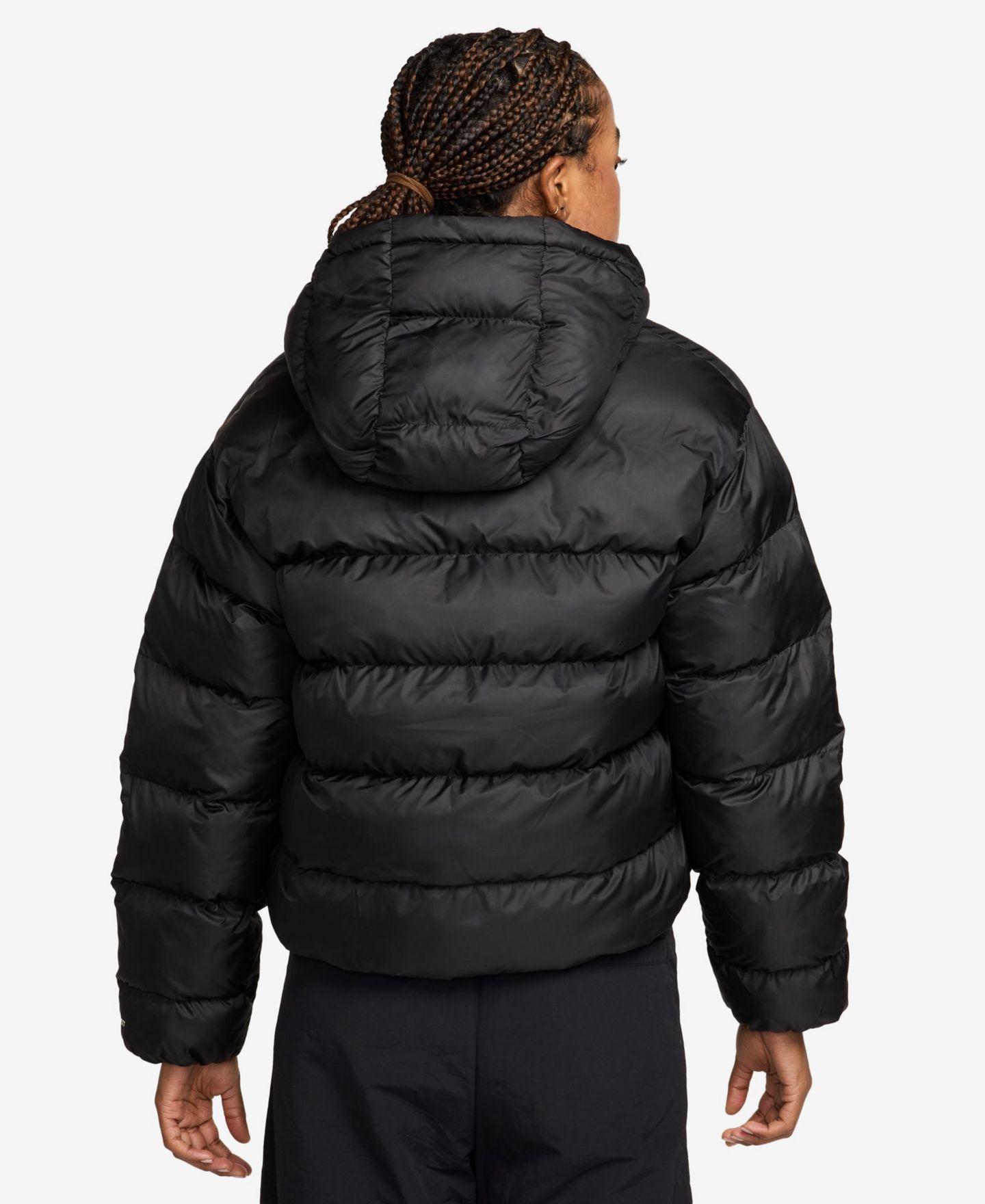 Женская пуховая куртка Nike Therma-FIT с капюшоном, цвет: Чёрный / Молочный — фото 3