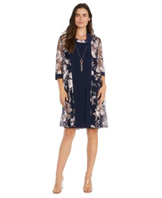 Women's 2-Piece. Embroidered Jacket & Necklace Dress Set