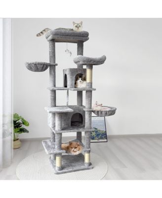68 inches Multi-Level Cat Tree with Hammocks, Cave, and Scratching Posts