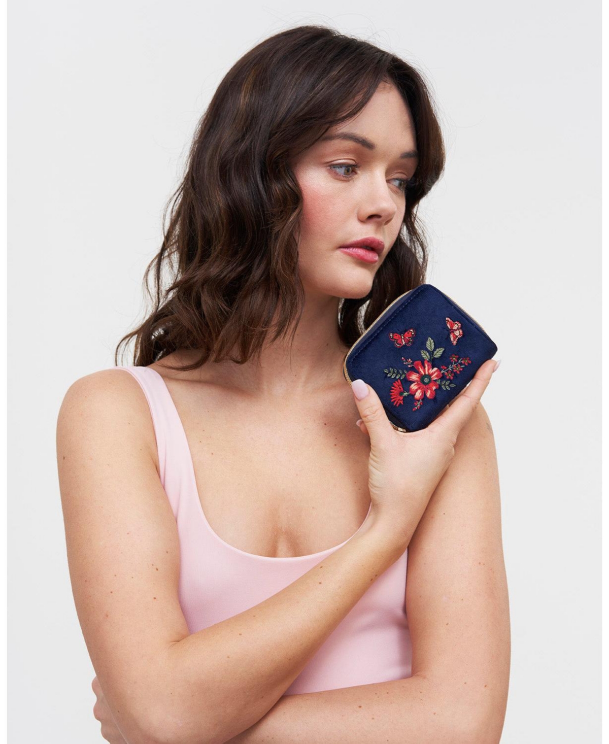 Fable England Women's Floral Velvet Purse