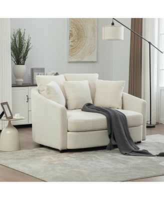 56.3'' Wide Upholstered Round Cuddle Chaise with Pillows